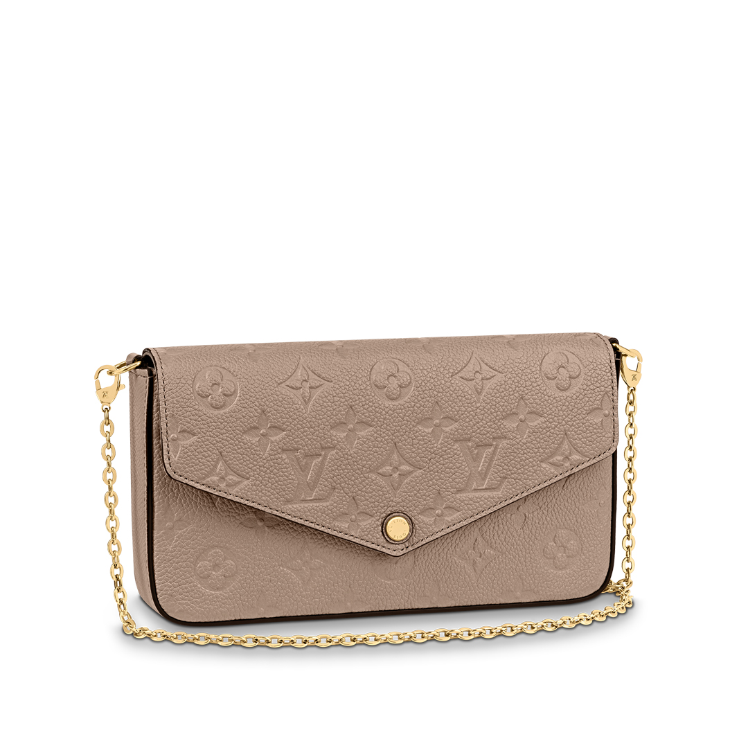 Louis Vuitton FELICIE POCHETTE Handbag Monogram Empreinte M68697 Tourterelle Beige